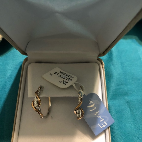 Brand new ever us two tone diamond earrings. - Picture 2 of 5